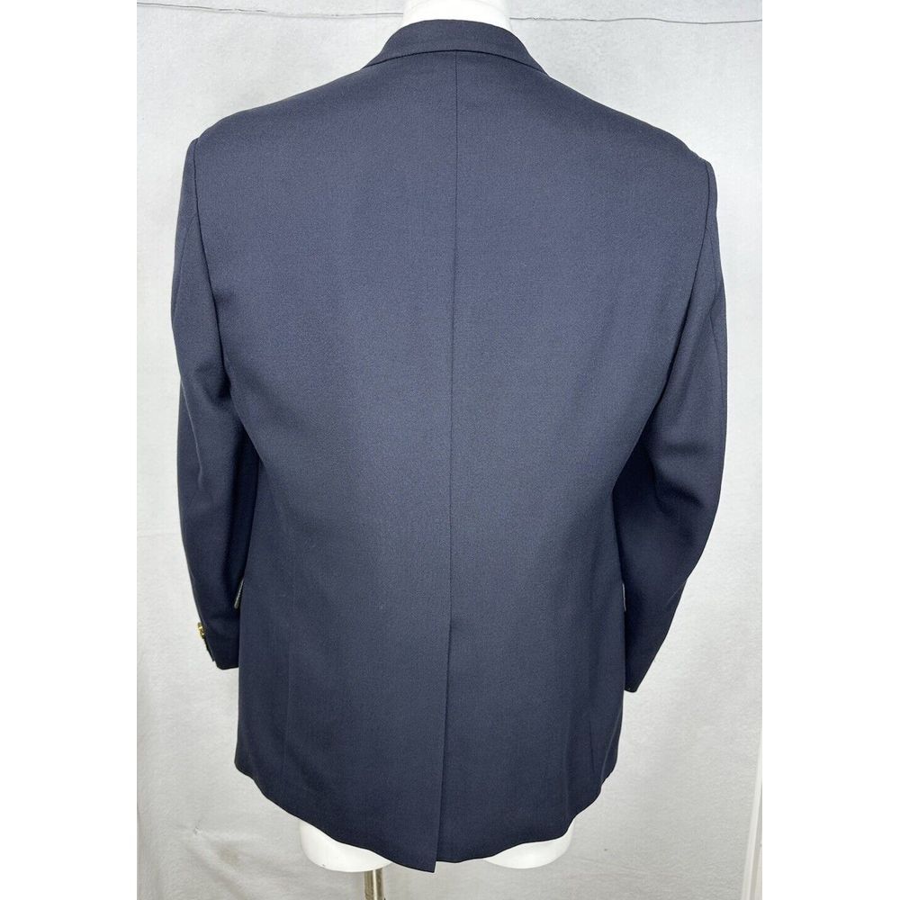 Palm Beach Navy Blue Wimbledon Gold Button Blazer Mens 43L Sport Coat Hopsack - Picture 6 of 14